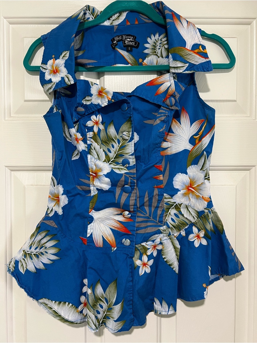 Hell Bunny Vixen Tropical Floral Sleeveless Peplum Top